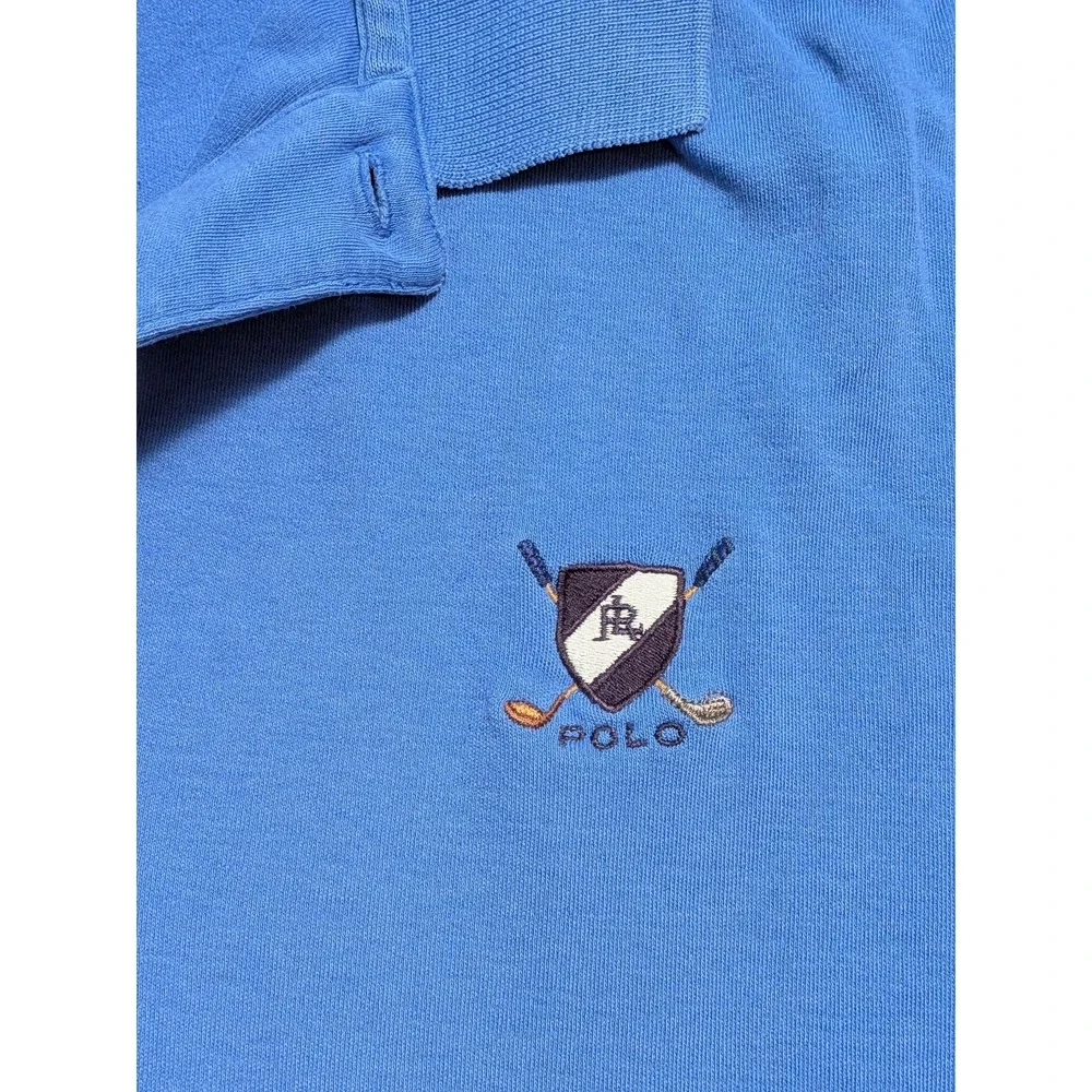 Polo Ralph Lauren Men's L Blue Cotton Golf Logo Short Sleeve Polo Shirt Logo